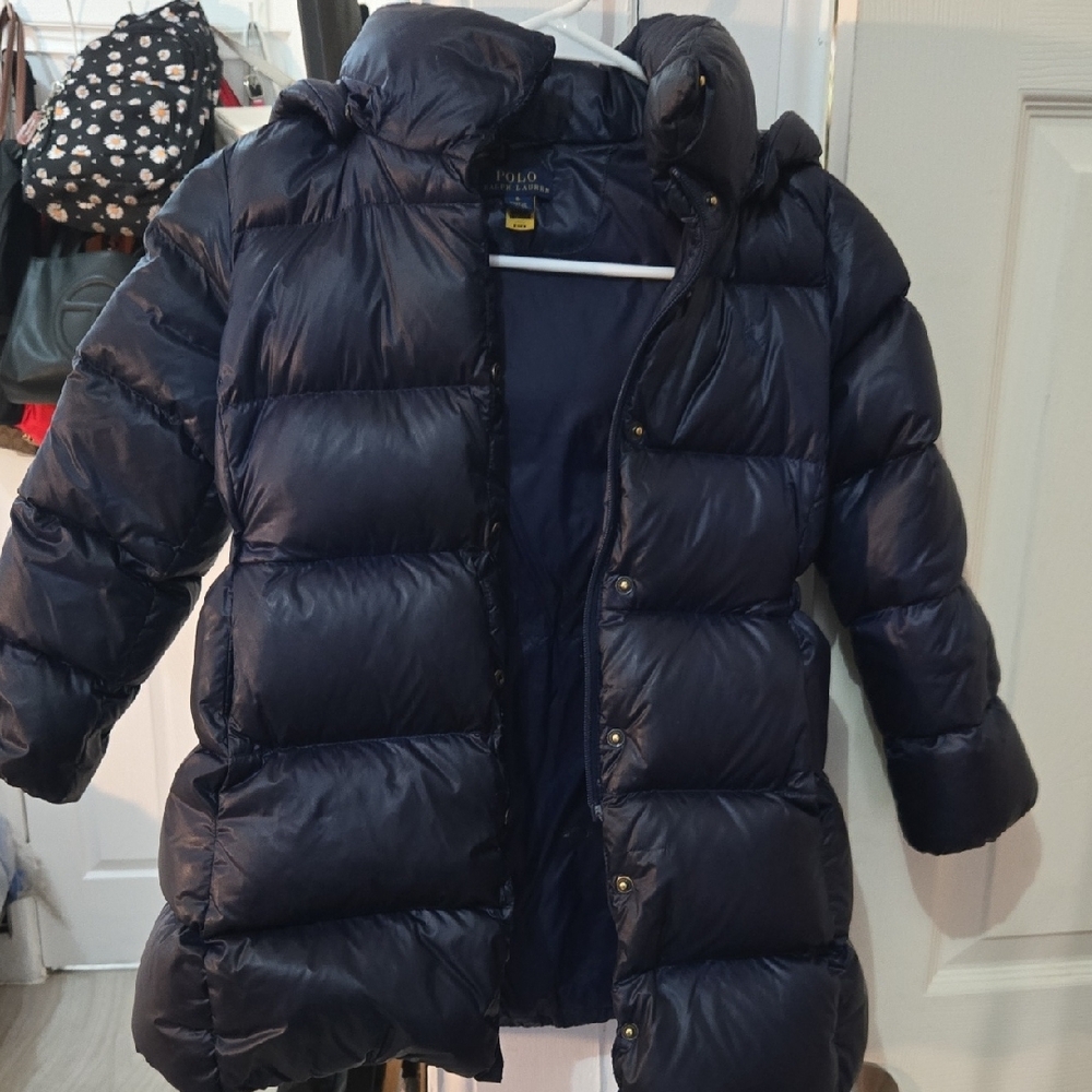 Polo by Ralph Lauren Blue Quilted Puffer Coat with Hood